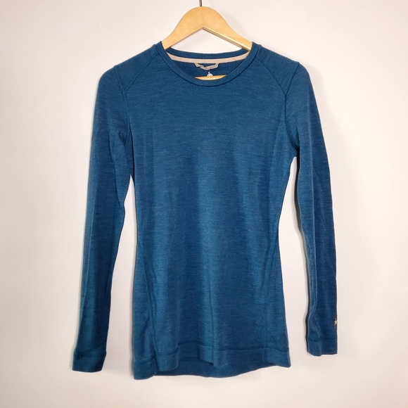 Smartwool Long Sleeve dark teal/Turquoise 100% Merino Wool Size Large - Picture 1 of 7